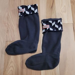 HUNTER Socks Tall Boot Sock Medium Black White Fleece Warm EUC